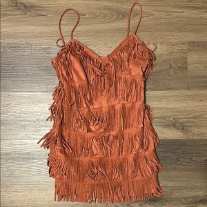 Fringed Rust Dress